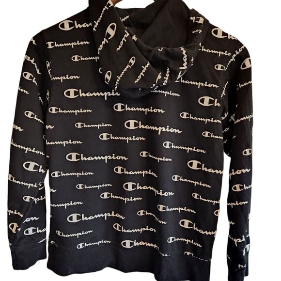 Champion Kids Black and White Hoodie Size Medium - Picture 2 of 4